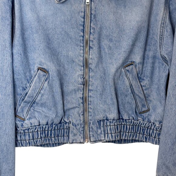 Mango blue collared full zip denim bomber jacket size M - Picture 6 of 14